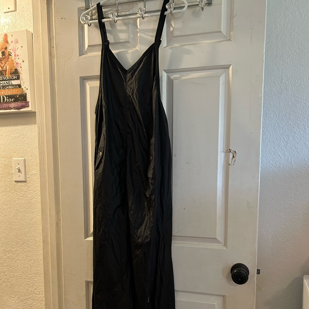 Free People Black Satin Slip Jumpsuit